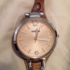 Brown leather fossil watch