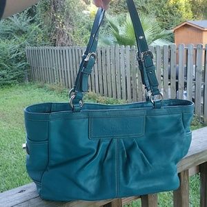 Beautiful authentic teal coach bag