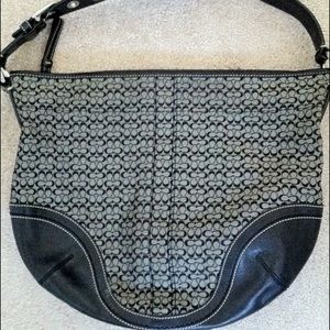 Large black and grey coach purse