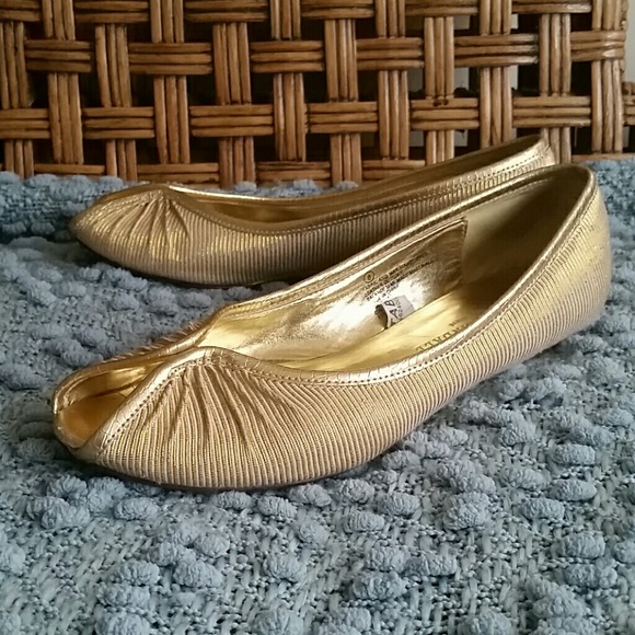 Gold Open Toe Flats