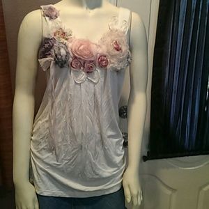 White tank/flowers