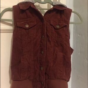 Brown Vest with Floral Inside & Grey Hoodie. New!