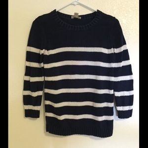 Navy/white striped Loft sweater size XS