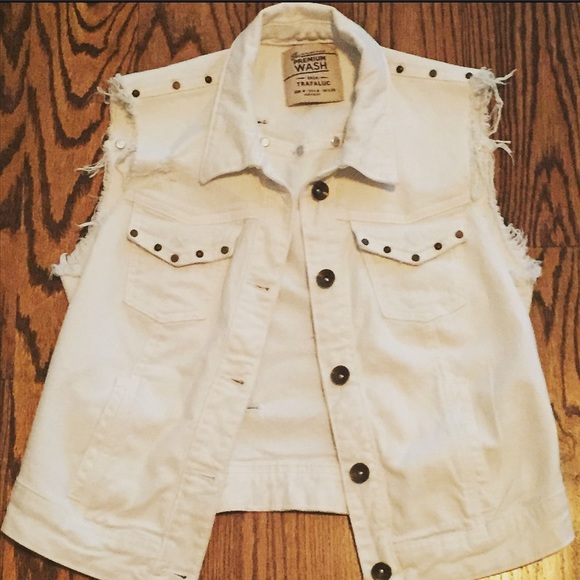 Zara Distressed White Jean Jacket