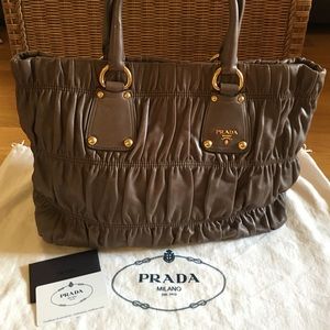 100% authentic Prada Nappa Gaufre Satchel in Bambu