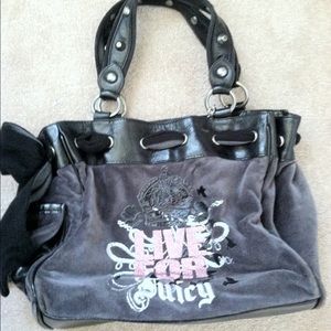 Large gray velvet juicy couture purse