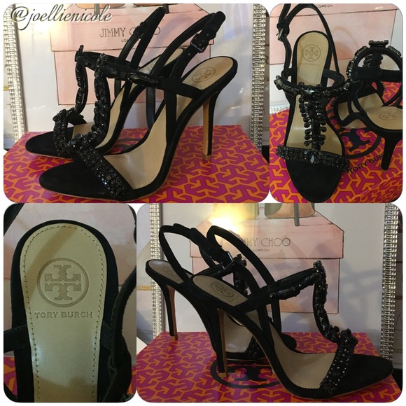 💯%Authentic TORY BURCH Black Strappy Callie Heels - Picture 2 of 4
