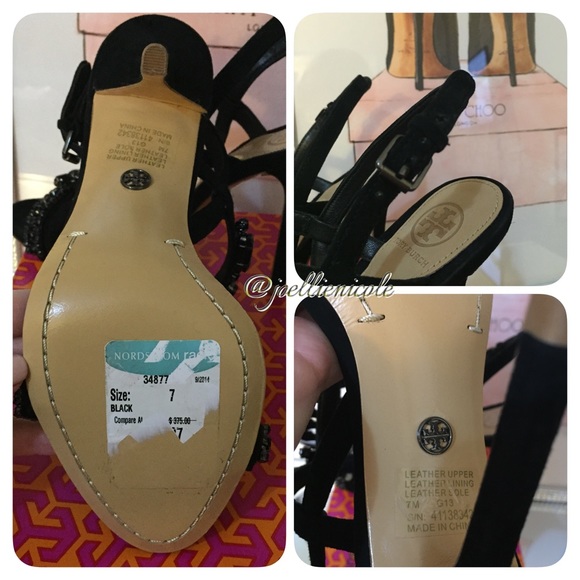 💯%Authentic TORY BURCH Black Strappy Callie Heels - Picture 4 of 4