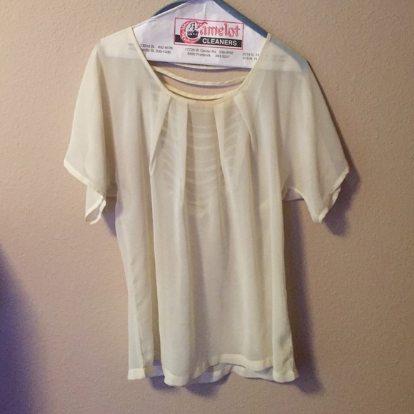 Polyester cream tee