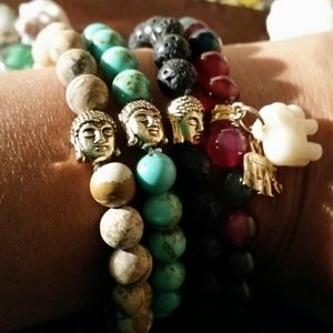 One Tibetan buddha head mala bead bracelet