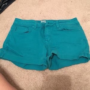Teal jean shorts