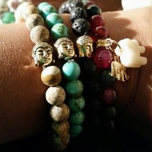 One Tibetan Buddha head mala bead bracelet