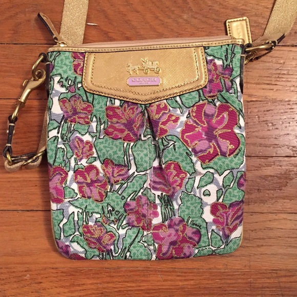 Coach Floral and Shimmer Messenger Bag