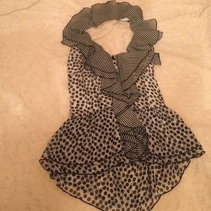 Black and white Ruffled halter top