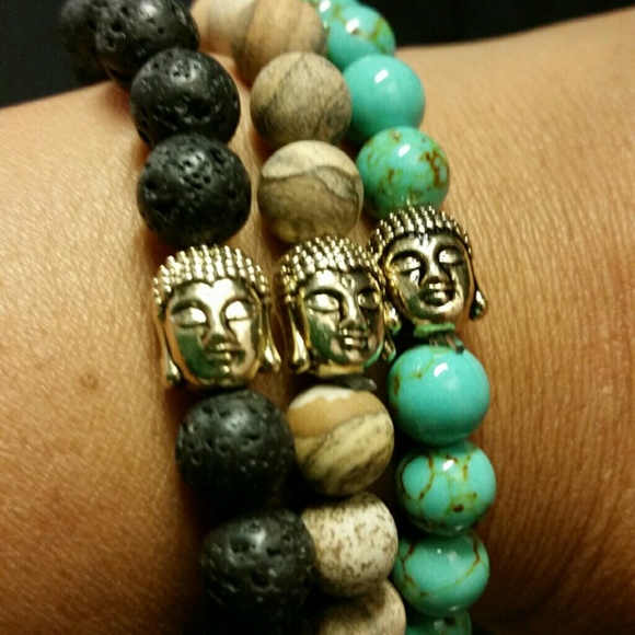 Tibetan head lava stone bead bracelet