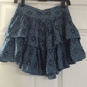 Blue Asymmetrical Urban Outfitters Ruffle Skirt