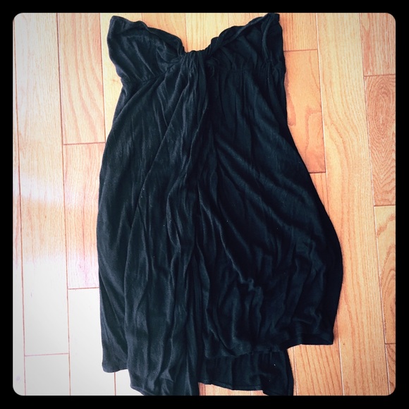 Strapless flowy free people black minidress