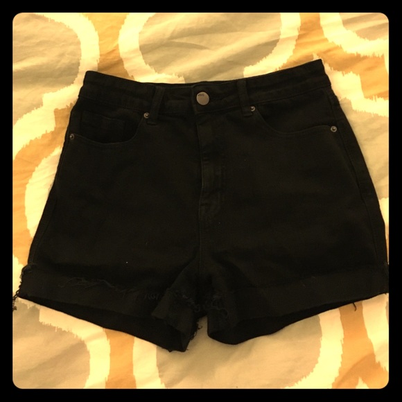 BDG High Rise Black Cuffed Shorts