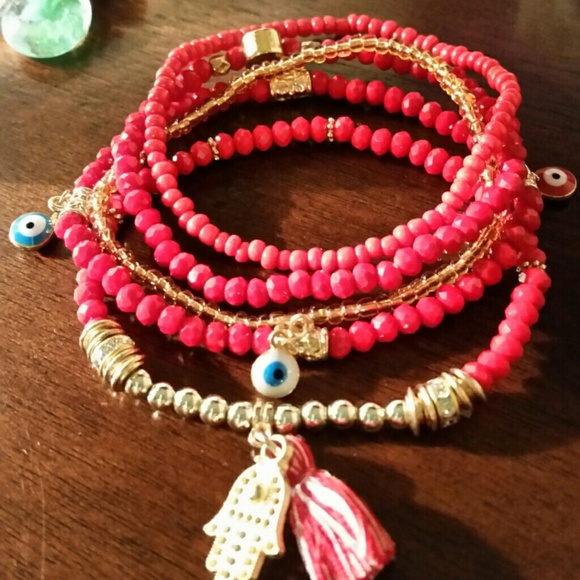 Anthropologie Jewelry - 6inch stackable set of 5 beaded bracelets
