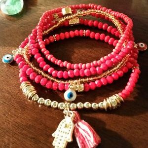 6inch stackable set of 5 beaded bracelets