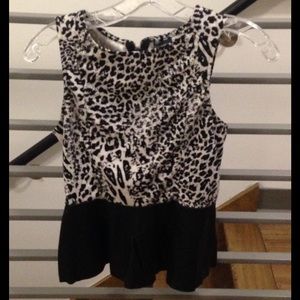 Leopard Print and leather peplum top