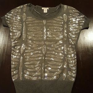 Grey Sparkly Dolman Sleeve Knit Top