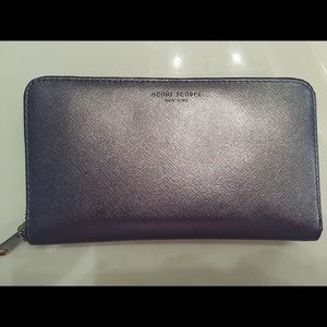 Henri Bendel Metallic Gunmetal Wallet