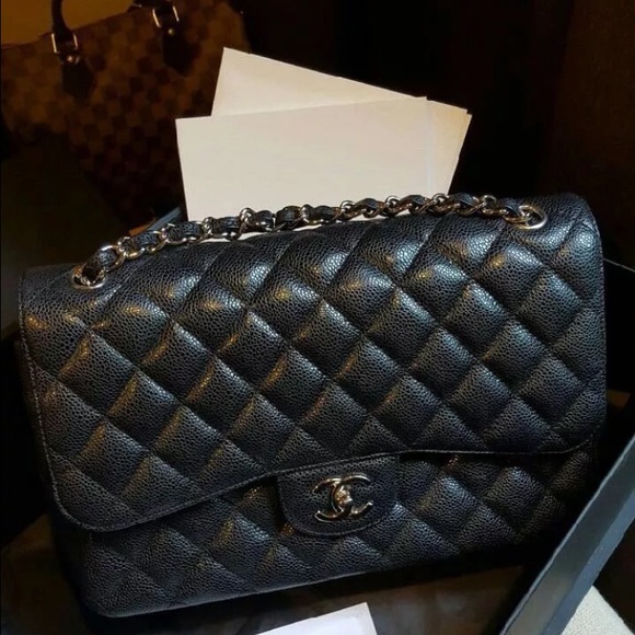 SOLD OUT Chanel jumbo caviar double flap black SHW - Picture 3 of 4