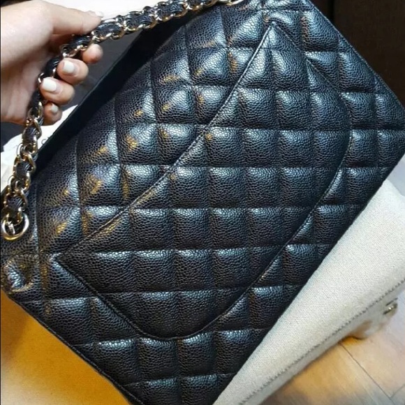 SOLD OUT Chanel jumbo caviar double flap black SHW - Picture 4 of 4