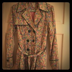 Anthropology floral trench coat