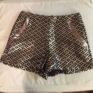 Black and Gold High Waisted Shorts