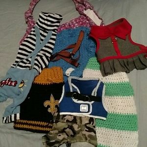 Dog clothes and a pink toter bundle got go