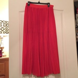 Coral Pleated Maxi Skirt