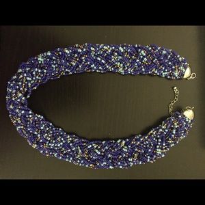 Blue Beaded Statement Necklace