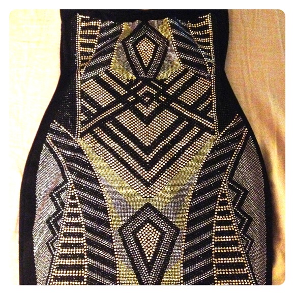 Black Aztec  stud dress