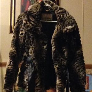 Steve Madden fur jacket with belt small
