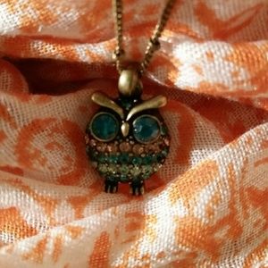 Gorgeous antique finish owl necklace