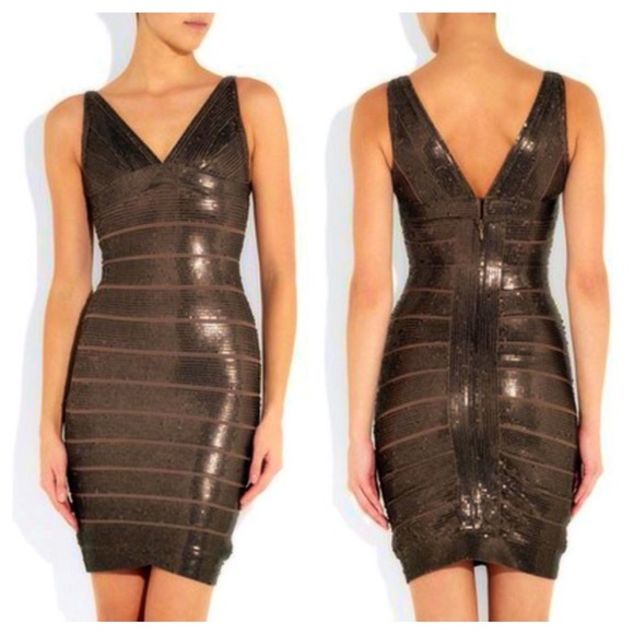Herve Leger Sequined Mariah Dress XXS