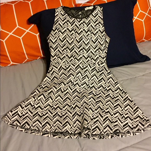 Black and white chevron dress