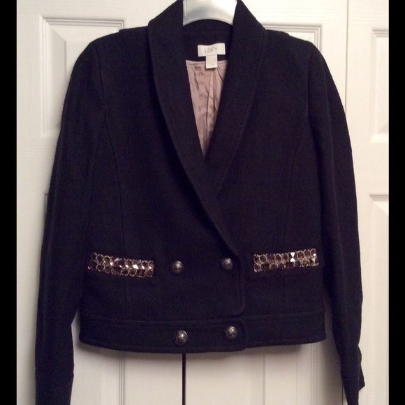SALE!!!!! Loft Black Boucle Bomber Jacket - Picture 1 of 4
