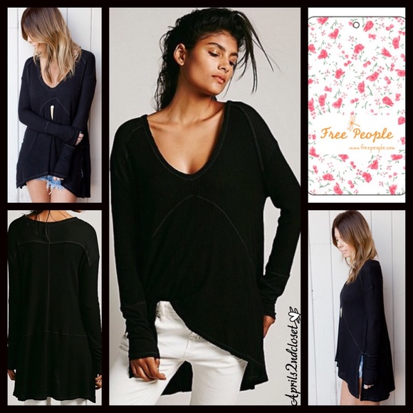 SOLD FREE PEOPLE Black Tunic Thermal Swing Top - Picture 4 of 4