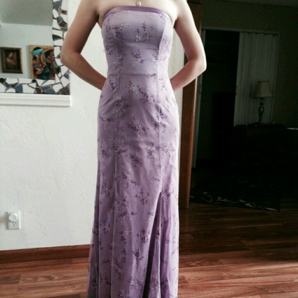 Lavender Beaded Strapless Gown