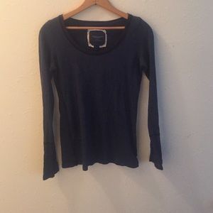 Navy and Blue Long Sleeve Scoop Neck
