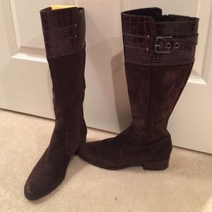 Brown suede boots