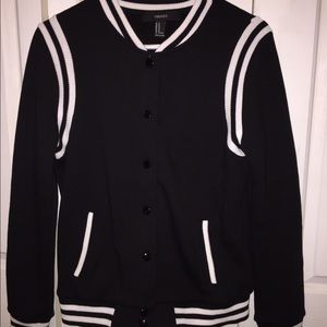 Forever 21 Black and white plain varsity jacket