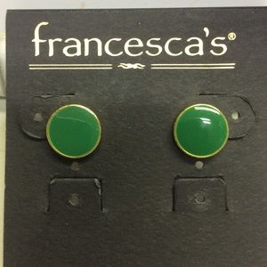 Green stud with gold band earring. BOGO!