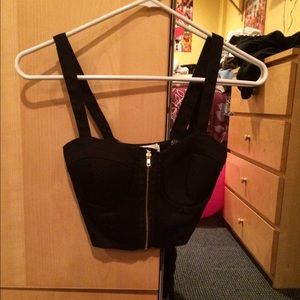 Black zip up crop top