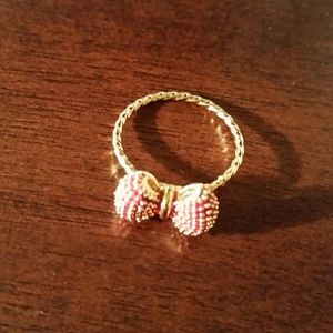 Goldtone redbow ring