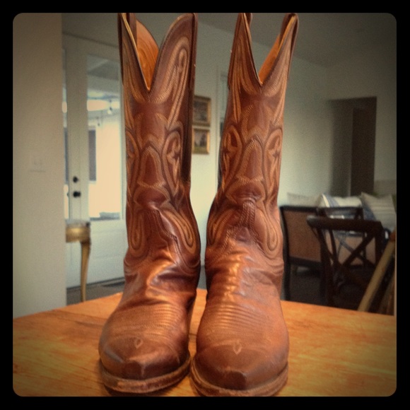 Brown leather boots