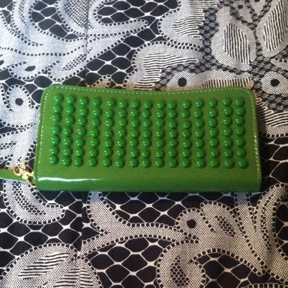Green studded wallet